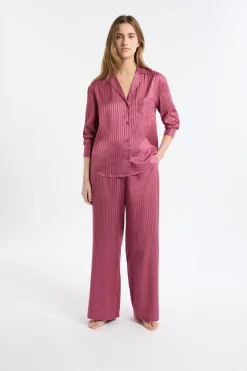 Camisa de pijama de satén a rayas