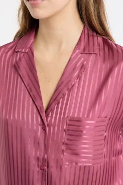 Camisa de pijama de satén a rayas