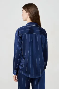 Camisa de pijama de satén a rayas