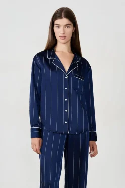 Camisa de pijama de satén a rayas