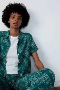 Camisa de pijama estampada de manga corta