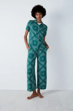 Camisa de pijama estampada de manga corta