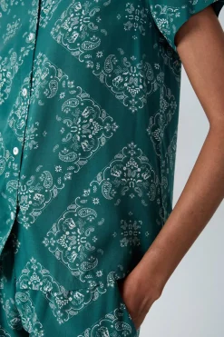 Camisa de pijama estampada de manga corta