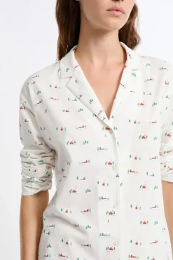 Camisa de pijama estampada de algodón