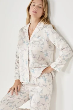 Camisa de pijama estampada satinada