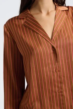 Camisa de pijama satinada a rayas