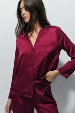 Camisa de pijama satinada