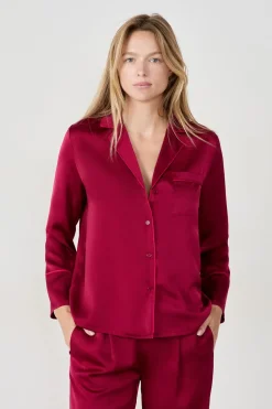 Camisa de pijama satinada