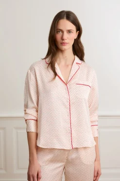 Camisa de satén con lunares