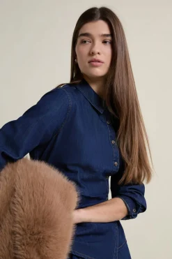 Camisa efecto vaquero de algodón