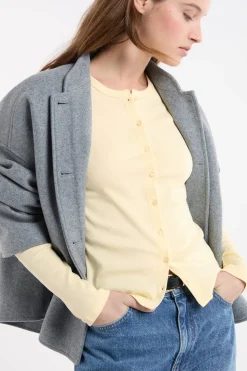 Camiseta abotonada de manga larga de algodón