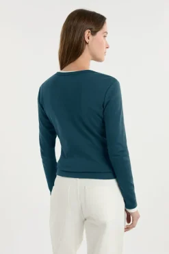 Camiseta abotonada de manga larga de algodón