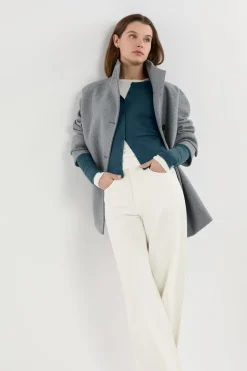 Camiseta abotonada de manga larga de algodón