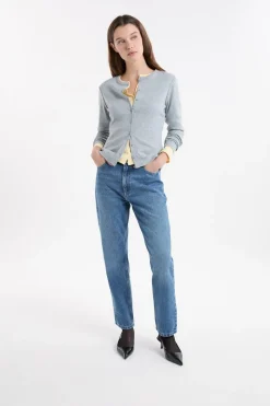 Camiseta abotonada de manga larga de algodón