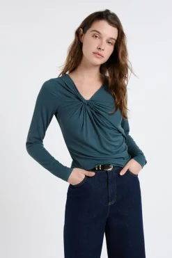 Camiseta con efecto drapeado acanalado