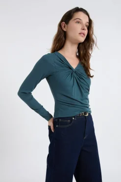 Camiseta con efecto drapeado acanalado