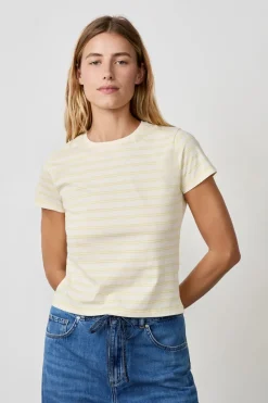 Camiseta de algodón a rayas de manga corta