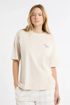 Camiseta de algodón con estampado de perro «Life is better with a dog»