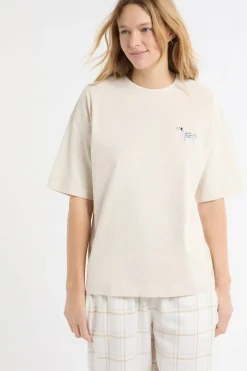 Camiseta de algodón con estampado de perro «Life is better with a dog»