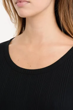 Camiseta de algodón de canalé de manga larga