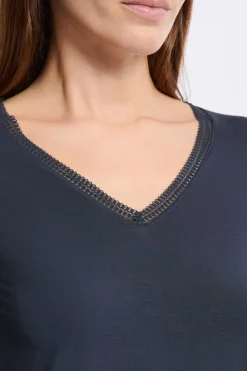 Camiseta de cuello en V de punto térmico