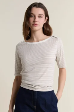 Camiseta de cuello redondo a rayas