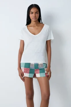 Camiseta de manga corta 100% lino