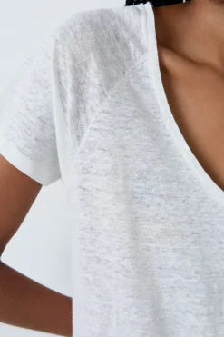 Camiseta de manga corta 100% lino