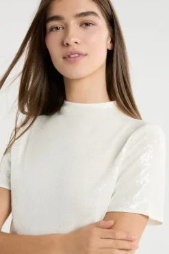 Camiseta de manga corta con lentejuelas