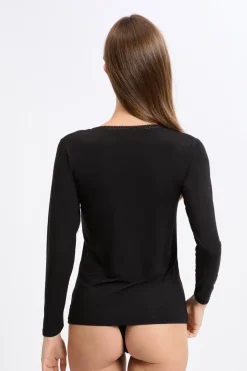 Camiseta de manga larga con cuello en V de tejido térmico