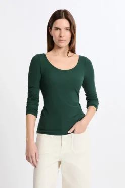 Camiseta de manga larga con cuello bailarina y sujetador integrado