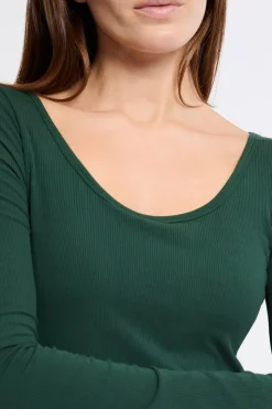 Camiseta de manga larga con cuello bailarina y sujetador integrado