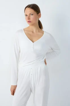 Camiseta de manga larga de pijama de modal