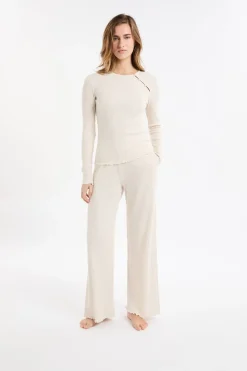 Camiseta de pijama acanalada con botones