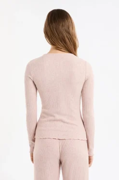 Camiseta de pijama acanalada con botones