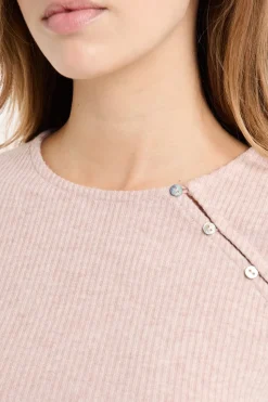 Camiseta de pijama acanalada con botones