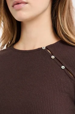 Camiseta de pijama acanalada con botones