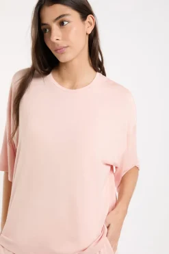 Camiseta de pijama con cuello redondo ancho