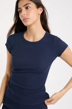 Camiseta de pijama con cuello redondo y algodón