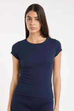 Camiseta de pijama con cuello redondo y algodón