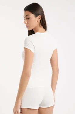 Camiseta de pijama con cuello redondo y algodón