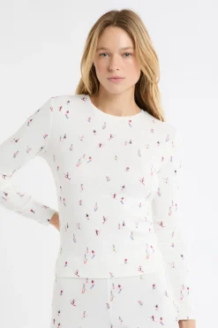 Camiseta de pijama con estampado de esquiadores