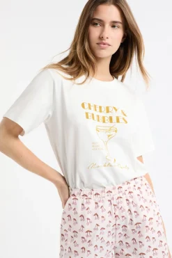 Camiseta de pijama de algodón estampada