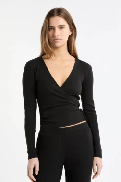 Camiseta de pijama de manga larga cruzada