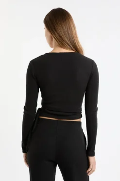 Camiseta de pijama de manga larga cruzada