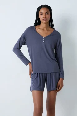 Camiseta de pijama de manga larga de modal