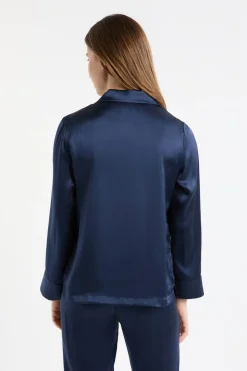 Camiseta de pijama de manga larga de seda