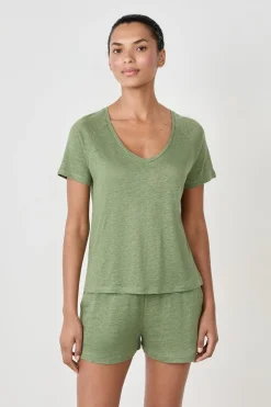 Camiseta de pijama manga corta 100% lino