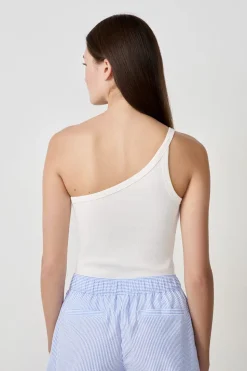 Camiseta de tirantes asimétrica de algodón