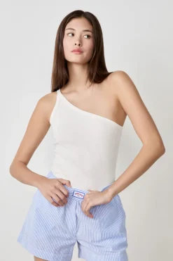 Camiseta de tirantes asimétrica de algodón